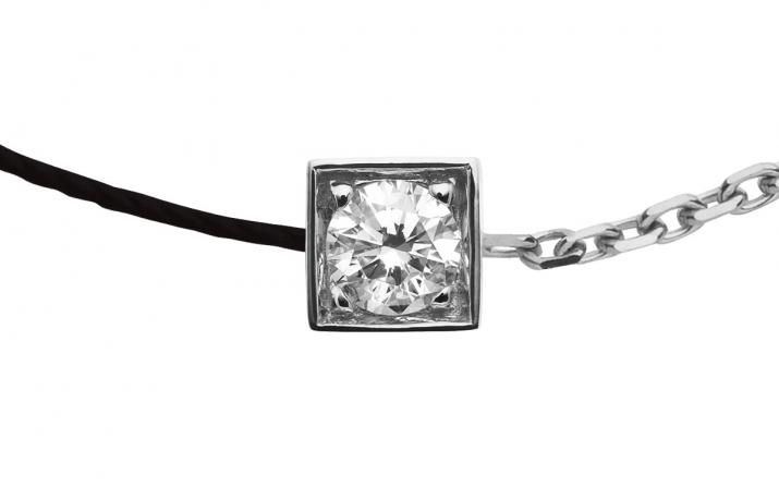 Pulsera de cuerda para hombres con 0.10ct de diamantes redondos en engaste de oro blanco - Redline - 0++