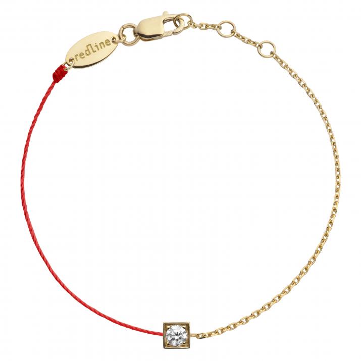 Pulsera de cuerda para hombres con diamante redondo de 0.10ct en engaste de oro amarillo - Redline