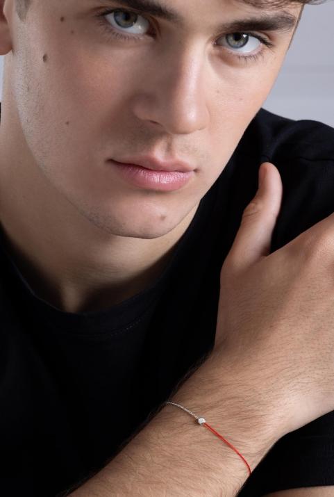 Pulsera en hilo para hombre con diamante de 0.10ct en oro blanco - Redline - 0++