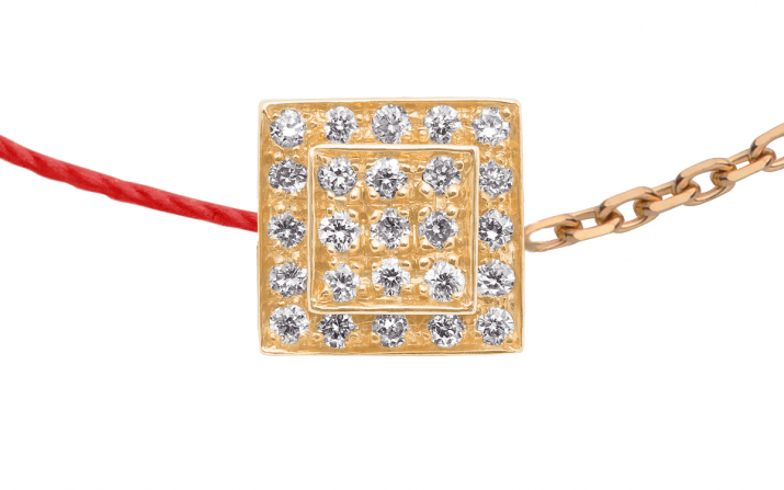 String-Chain Bracelet For Women with 0.13ct Round Diamond in Rose Gold Bezel Setting - Redline - 0++