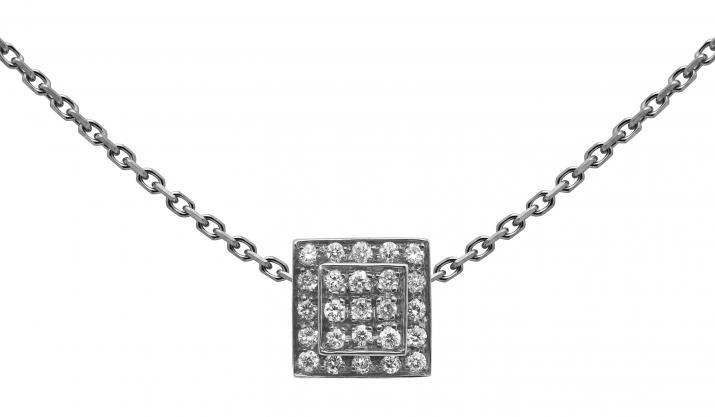Chain Necklace For Women with 0.13ct Round Diamond in Black Gold Bezel Setting - Redline