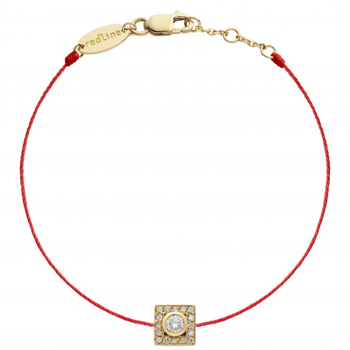 Pulsera en hilo con 0.18ct de diamantes en base de oro amarillo - Redline - 0++