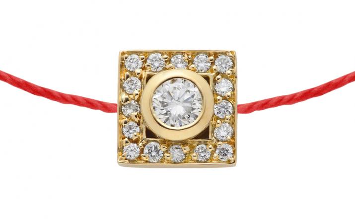 Pulsera en hilo con 0.18ct de diamantes en base de oro amarillo - Redline - 0++