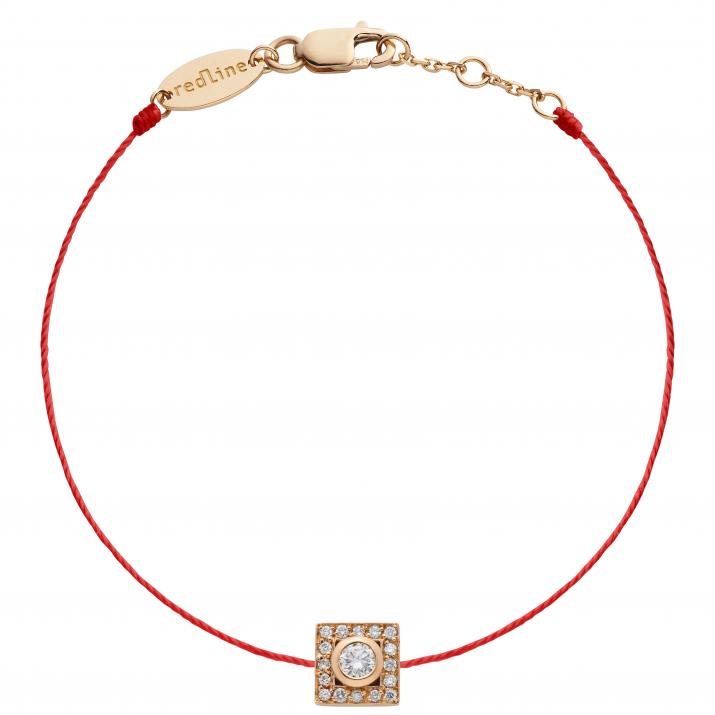 Pulsera en hilo con 0.18ct de diamantes en base de oro rosa - Redline - 0++