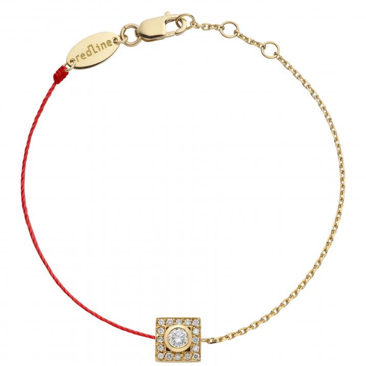 Pulsera en hilo y cadena con 0.18ct de diamantes en base de oro amarillo - Redline - 0++