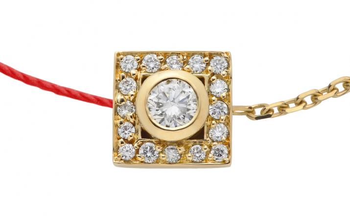 Pulsera en hilo y cadena con 0.18ct de diamantes en base de oro amarillo - Redline - 0++
