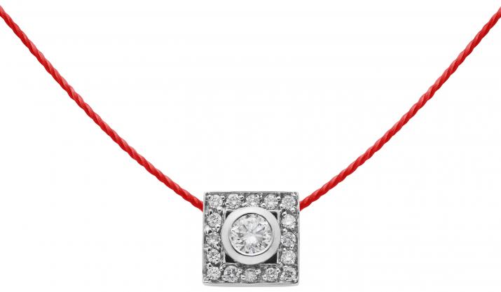 Collar en hilo con 0.18ct de diamantes en base de oro blanco - Redline