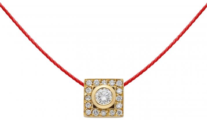 Collar en hilo con 0.18ct de diamantes en base de oro amarillo - Redline