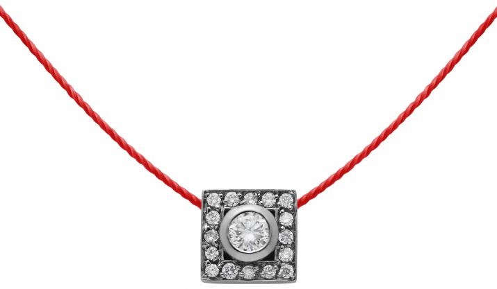 Collar en hilo con 0.18ct de diamantes en base de oro negro - Redline
