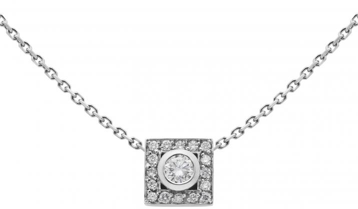 Collar en cadena con 0.18ct de diamantes en base de oro blanco - Redline
