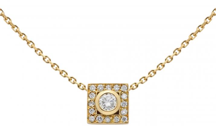 Collar en cadena con 0.18ct de diamantes en base de oro amarillo - Redline