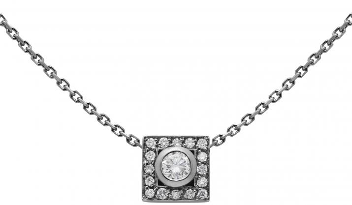 Collar en cadena con 0.18ct de diamantes en base de oro negro - Redline