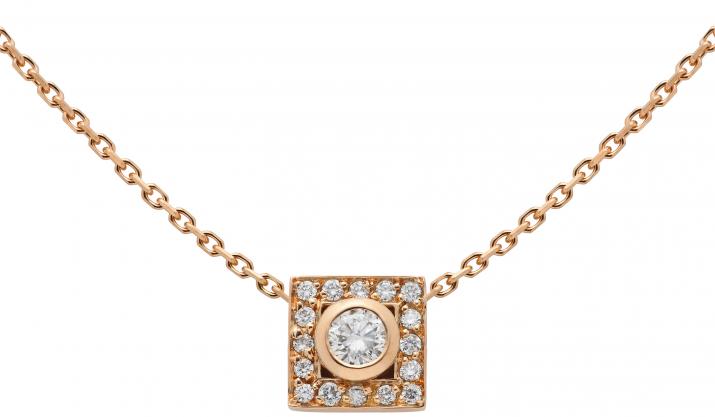 Collar en cadena con 0.18ct de diamantes en base de oro rosa - Redline