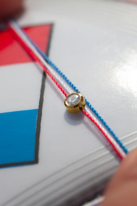 Multistring Bracelet For Women with 0.01ct Round Diamond in Yellow Gold Bezel Setting - Redline - 0++