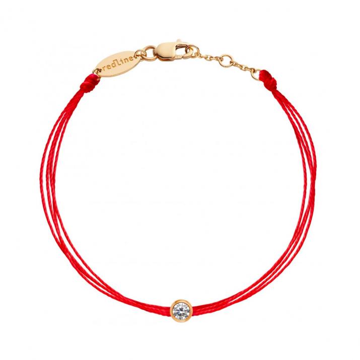 String bracelet with 0.1ct diamond in rose gold bezel setting - Redline - 0++