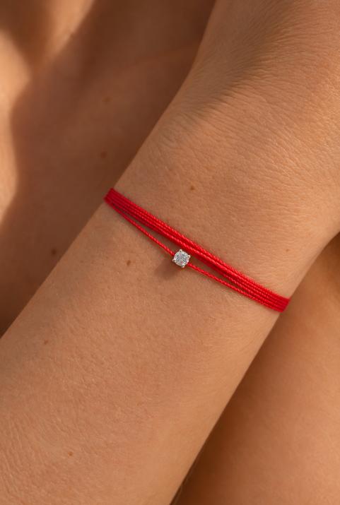Multi string bracelet with 0.08ct diamond in white gold prong setting - Redline - 0++