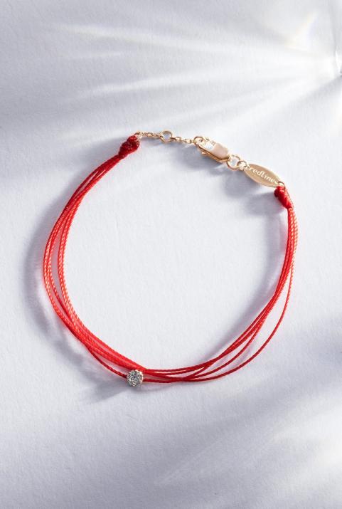 Multi string bracelet with 0.05ct diamond in rose gold cluster style setting - Redline - 0++