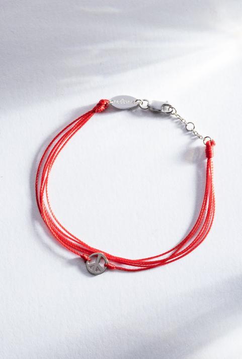 Mini Peace multi string bracelet in white gold - Redline - 0++