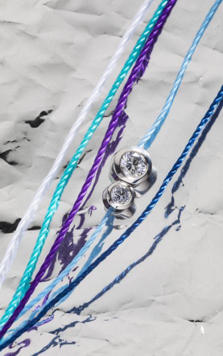 Multi string bracelet with 0.15ct diamond in white gold bezel setting - Redline - 0++