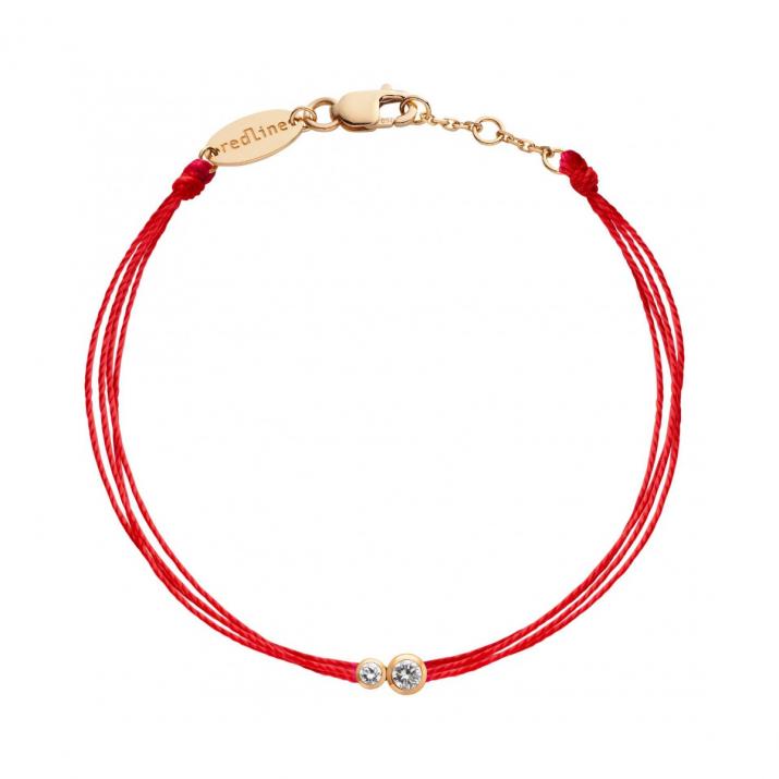 Multi string bracelet with 0.15ct diamond in rose gold bezel setting - Redline - 0++