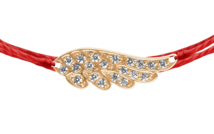Multistring Bracelet For Women with 0.10ct Round Diamond Wing in Rose Gold Pavé Setting - Redline - 0++