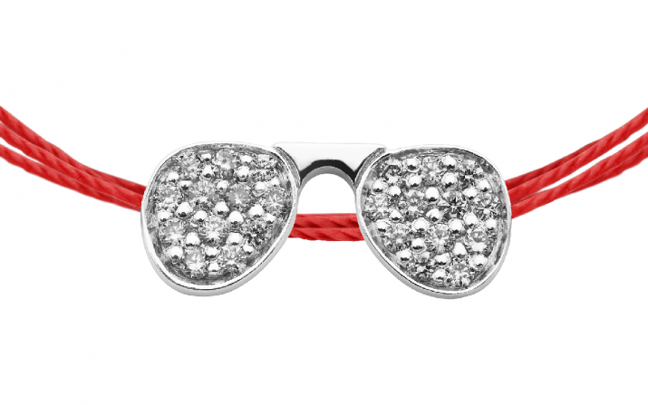 Multistring Bracelet For Women with 0.12ct Round Diamond in White Gold Pavé Setting - Redline - 0++