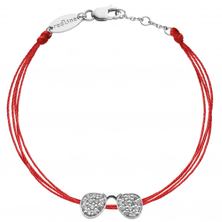 Multistring Bracelet For Women with 0.12ct Round Diamond in White Gold Pavé Setting - Redline - 0++