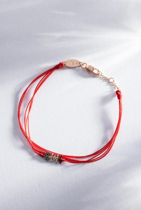 Multistring Bracelet For Women with 0.065ct Round Diamond in Rose Gold Pavé Setting - Redline - 0++