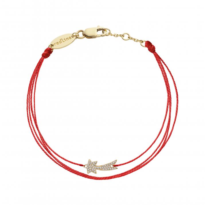Embroidered bracelet with diamond-paved shooting star in yellow gold - Redline