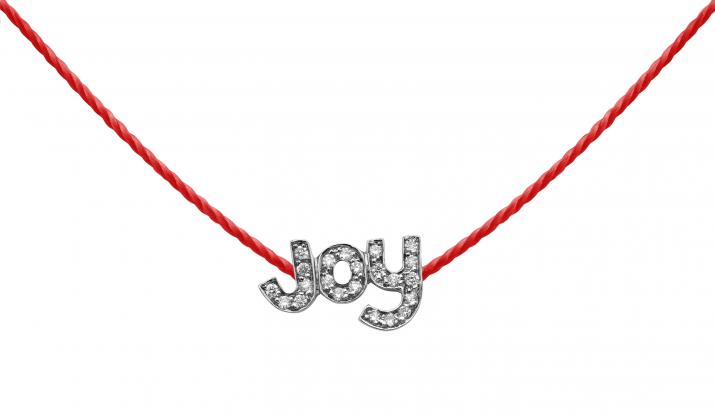 String necklace with diamond-paved JOY in black gold - Redline
