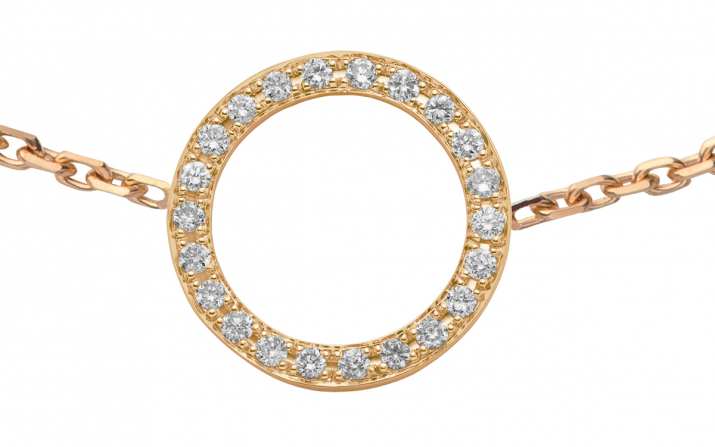 Chain Bracelet For Women with 0.16ct Round Diamond in Rose Gold Pavé Setting - Redline - 0++