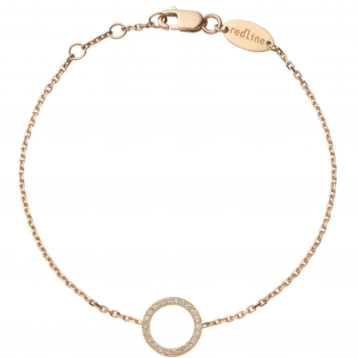 Chain Bracelet For Women with 0.16ct Round Diamond in Rose Gold Pavé Setting - Redline - 0++