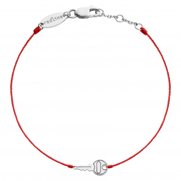 Pulsera en hilo con llave en oro blanco - Redline