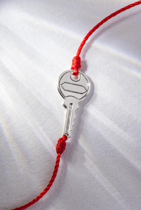 Pulsera en hilo con llave en diamantes 0.85ct en oro blanco - Redline - 0++