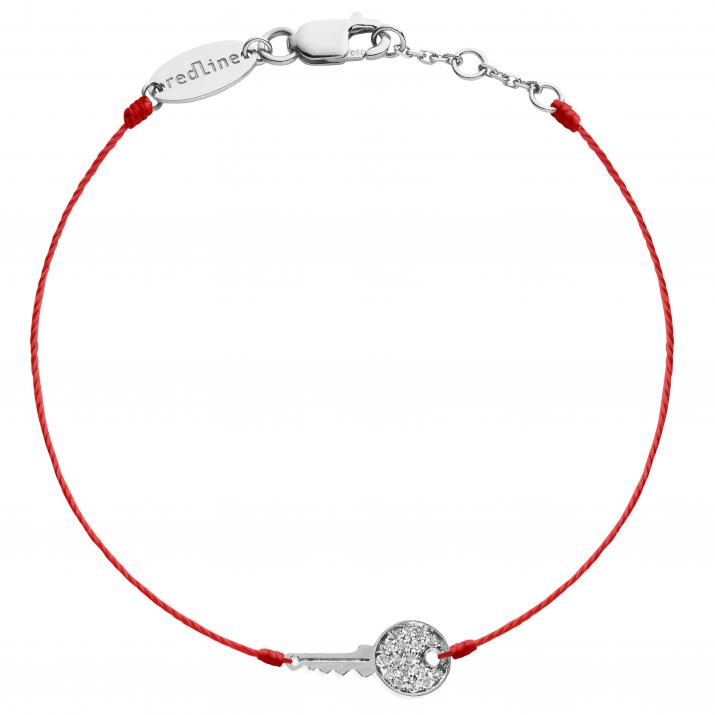 Pulsera en hilo con llave en diamantes 0.85ct en oro blanco - Redline - 0++