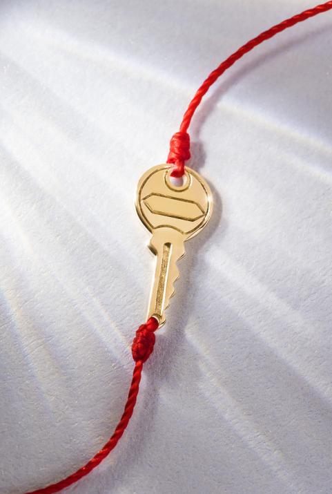 Pulsera en hilo con llave en diamantes 0.85ct en oro amarillo - Redline - 0++