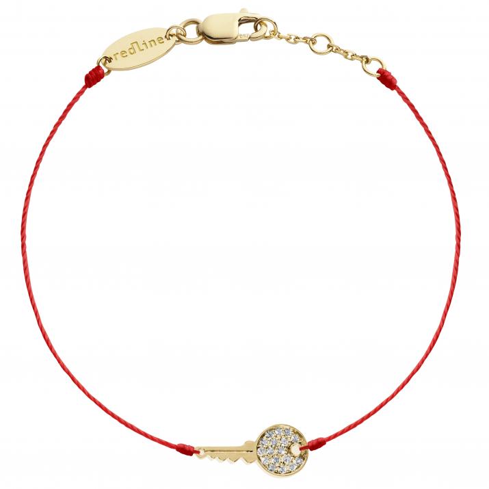 Pulsera en hilo con llave en diamantes 0.85ct en oro amarillo - Redline - 0++