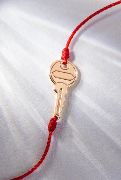 Pulsera en hilo con llave en diamantes 0.85ct en oro rosa - Redline - 0++