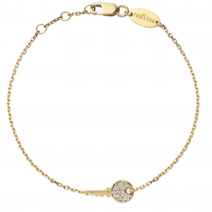 Pulsera en cadena con llave en diamantes 0.85ct en oro amarillo - Redline