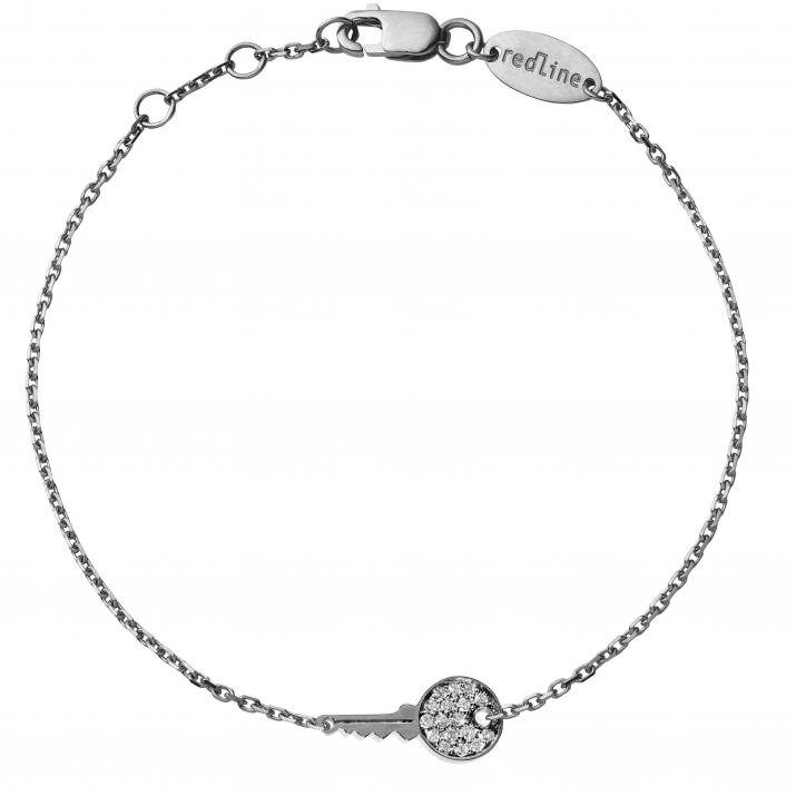 Pulsera en cadena con llave en diamantes 0.85ct en oro negro - Redline