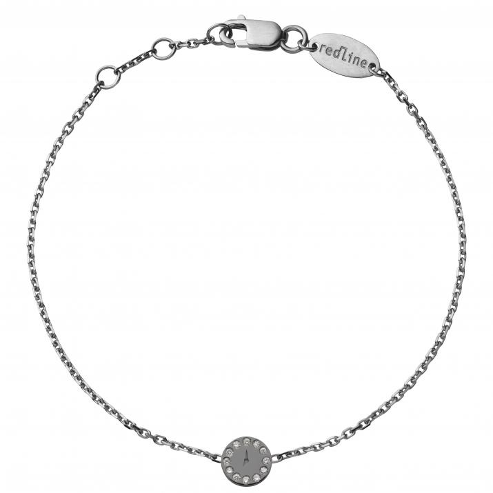Black gold chain bracelet with diamond-paved clock - Redline