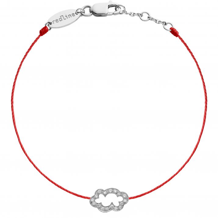 String bracelet with diamond-paved cloud in white gold - Redline - 0++