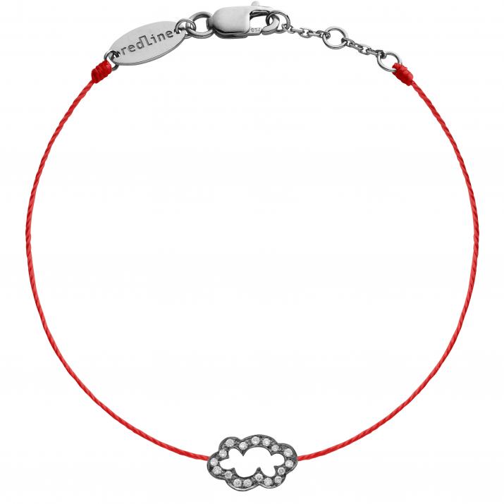 String bracelet with diamond-paved cloud in black gold - Redline - 0++
