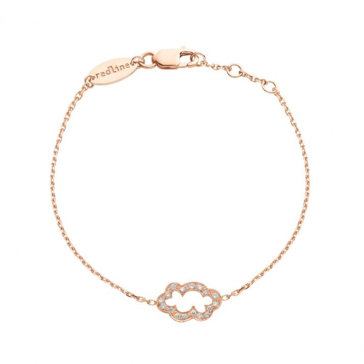 Chain Bracelet For Children with 0.09ct Round Diamond in Rose Gold Pavé Setting - Redline