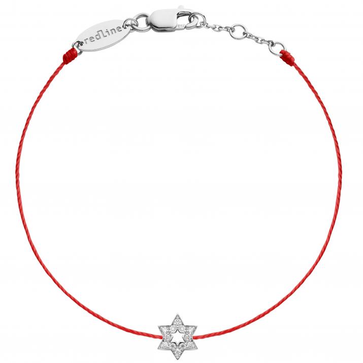 Pulsera en hilo con estrella en diamantes en oro blanco - Redline