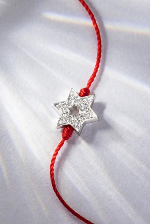 Pulsera en hilo con estrella en diamantes en oro blanco - Redline - 0++