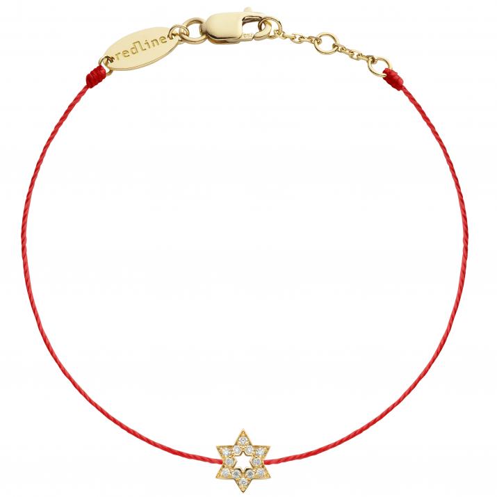 Pulsera en hilo con estrella en diamantes en oro amarillo - Redline