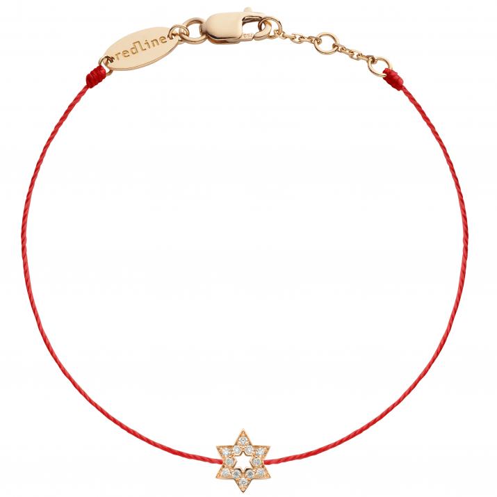 Pulsera en hilo con estrella en diamantes en oro rosa - Redline