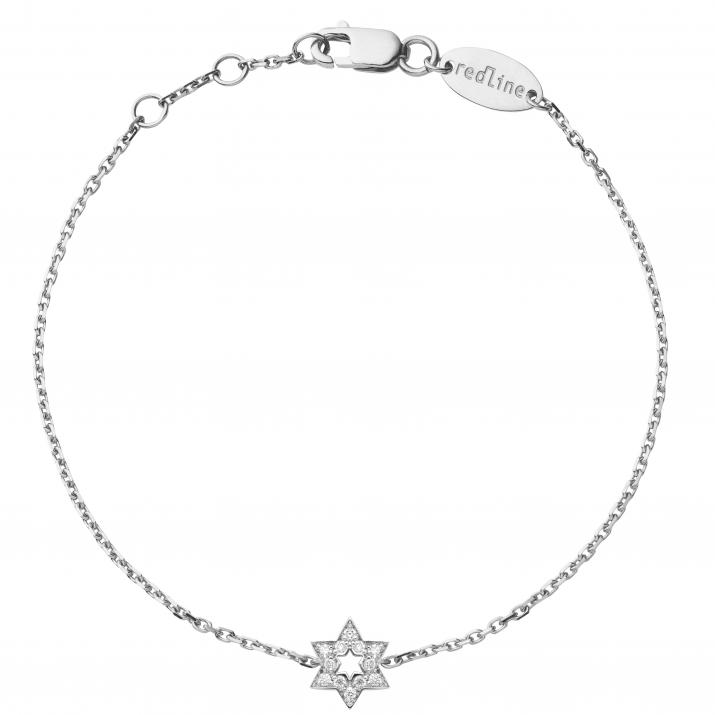 Pulsera en cadena con estrella en diamantes en oro blanco - Redline - 0++