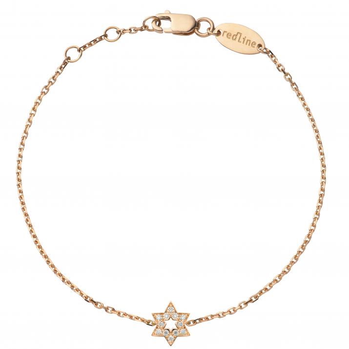 Pulsera en cadena con estrella en diamantes en oro rosa - Redline - 0++